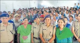  ?? HT PHOTO ?? ▪ Babita Singh (fourth from left) is presently posted as deputy SP, Women Power Line 1090.