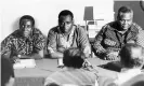  ??  ?? Mugabe, left, with George Silundika and Joshua Nkomo in Tanzania in the 1960s. Photograph: Keystone-France/Gamma-Keystone via Getty Images