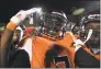  ?? Matthew Brown / Hearst Connecticu­t Media ?? Stamford’s Daiquan Hall celebrates following the Black Knights’ 1413 victory over Staples at Boyle Stadium in Stamford on Sept 13.