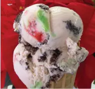  ??  ?? Royal Scoop makes Christmas Chimney Sweep, a peppermint-stick ice cream loaded with crushed Oreo cookies.