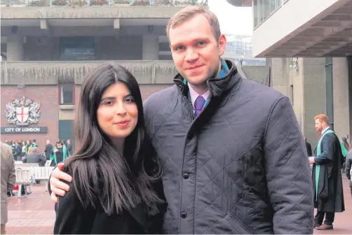  ??  ?? Life in prison: British student Matthew Hedges, above with wife Daniela Tejada, has been jailed in the UAE for allegedly spying for the UK