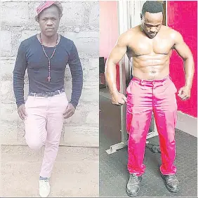  ?? (Courtesy pics) ?? BEFORE: Banele Masilela weighted 59kg. NOW: He is at 78kg.