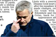  ?? REUTERS ?? Can’t believe it: Mourinho’s side were dumped by a dynamic Dinamo