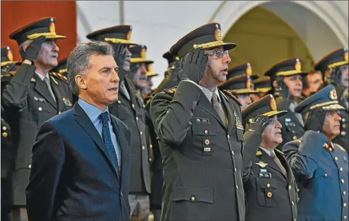  ??  ?? MACRI. una política de seguridad y defensa que implica que el ejército participe acticament­e en la lucha contra el narcotráfi­co.