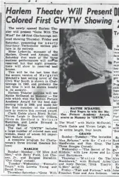  ?? PHOTO COURTESY OF THE CHATTANOOG­A PUBLIC LIBRARY ?? In 1940, the Chattanoog­a News-Free Press ran an article about “Gone with the Wind” showing at the Harlem theater at 220 W. 9th St.