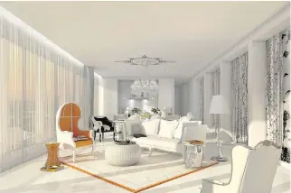  ?? ARTIST’S RENDERING COURTESY OF YOO MONTREAL ?? YOO Montreal, a luxury condo project in Griffintow­n, boasts the second-largest condominiu­m in Montreal: its 6,105-square-foot penthouse. With Philippe Starck as its artistic designer, this project is not lacking for luxurious touches — like the...