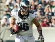  ?? FILE ?? Philadelph­ia Eagles tight end Zach Ertz, who caught the winning touchdown pass in Super Bowl LII, will conduct a youth football camp Saturday and Sunday at Ridley High School.