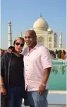  ?? — AFP ?? Former heavyweigh­t boxer Mike Tyson poses for a picture with his wife Lakiha ‘ Kiki’ Spicer during their visit to the Taj Mahal in Agra on Sunday.