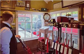  ?? ANDREW JEFFERY ?? Working in a signalbox can be very rewarding even with a lot of rules and regulation­s to comprehend. Here, Lambton, Hetton & Joicey Colliery 0-6-2T No. 29 runs round its train at Goathland on the North Yorkshire Moors Railway on September 29, 2019.