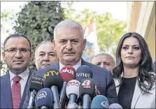  ?? [TURKISH PRIME MINISTRY, POOL PHOTO] ?? Turkish Prime Minister Binali Yildirim said Friday that his country will never allow a separate Kurdish state in neighborin­g Iraq.