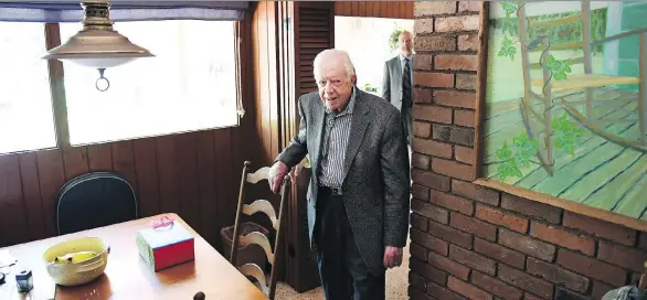  ?? PHOTOS: MATT MCCALIN ?? Former U.S. president Jimmy Carter is pictured at his house after teaching his 800th Sunday school lesson at Maranatha Baptist Church in Plains, Ga.