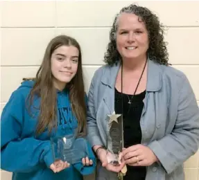  ?? (Submitted photo) ?? Starkville High School junior Cassie Javorsky, left, was recognized with a NCWIT Award for Aspiration­s in Computing, which recognizes high school-aged women with an interest in computing. SHS STEM teacher Denise Adair was also recognized for her role...