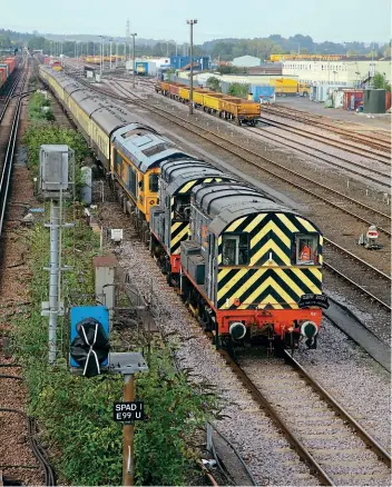  ?? STEVE STUBBS ?? Later on day two the tour visited Eastleigh Yard, where there was haulage by shunters Nos. 08683 and 08511.