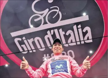  ??  ?? CAMPEÓN. Nairo Quintana ya sabe lo que es ganar el Giro de Italia, lo hizo en 2014.