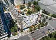  ?? COURTESY ?? Midtown Union, at 17th, Spring and West Peachtree streets, will feature a rooftop deck with pools, video screens, cabanas, an outdoor kitchen and at least two large fire pits.