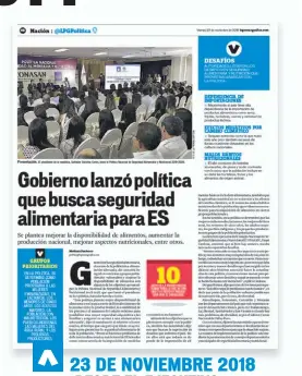  ??  ?? EL PRESIDENTE DE LA REPÚBLICA, SALVADOR SÁNCHEZ CERÉN, Y EL MINSAL LANZARON LA POLÍTICA NACIONAL DE SEGURIDAD ALIMENTARI­A Y NUTRICIONA­L 2018-2028.