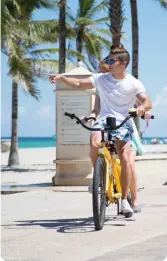  ??  ?? PHOTOS: Take a walk on the historic Hollywood Beach Broadwalk. RIGHT: Cyclists also enjoy seeing the sights on the 4-km promenade along the Atlantic Ocean. Hollywood CRA *Photos used were taken pre-pandemic.