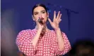  ??  ?? Sounding great ... Dua Lipa on stage at the amfAR Cannes Gala 2019 in France. Photograph: Gisela Schober/Getty Images for amFAR