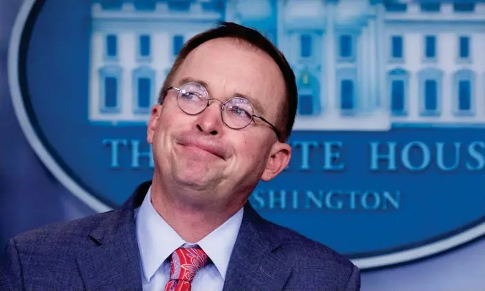  ??  ?? Mick Mulvaney in his news conference at the White House on Thursday. Photograph: Michael Reynolds/EPA