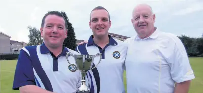  ??  ?? Trophy Stephen McIntyre, Gary Elder and Hugh Gebbie recently triumphed at Halfway