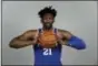  ?? MATT ROURKE — THE ASSOCIATED PRESS FILE ?? Philadelph­ia 76ers’ Joel Embiid poses for a photograph during media day at the NBA basketball team’s practice facility, in Camden, N.J.