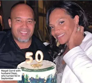  ??  ?? Magali Gorré with husband Dean, who turned 50 in September