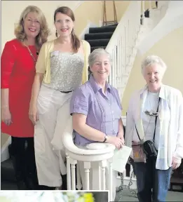  ??  ?? ABOVE: volunteers at the Luisne Spirituali­ty Centre in Kilcoole, Lydia Brien and Annette Flynn with Sr Miriam and Sr Barbara; LEFT: painting taking place at the centre; ABOVE LEFT: the walled gardens of the centre.