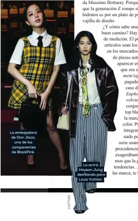  ?? ?? La embajadora de Dior Jisoo, una de las componente­s de BlackPink.
La actriz Hoyeon Jung desfilando para Louis Vuitton.