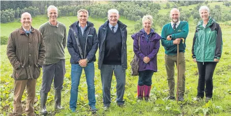  ??  ?? From left: George Milne of the NSA, from St Andrews, Andrew Barbour, Jonnie Hall of NFUS, John Cameron of the NSA, from Elie, Rena Douglas of the NSA, from Coupar, Hamish Waugh of the NSA, from Langholm and Jo O’Hara, head of the Forestry Commission...