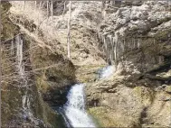  ?? Flip Putthoff/NWA Democrat-Gazette ?? Icicles are on display Friday Feb. 18 beside Eden Falls in Lost Valley near the Buffalo National River. Rain followed by freezing temperatur­es can create a dazzling icicle show at Lost Valley, near Ponca.