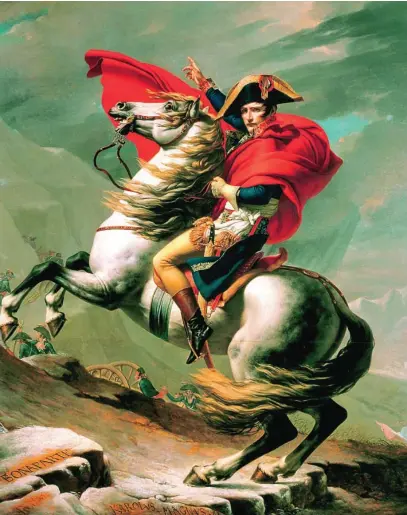  ??  ?? Napoleón fue retratado por el pintor Jacques-Louis David, quien, a lo mejor, desconocía que algunos maledicent­es se referían a él como «Robespierr­e a caballo»