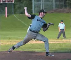  ?? PETE BANNAN — MEDIANEWS GROUP ?? Wayne’s James Dougherty, seen during an outing of five shutout innings in Thursday’s Game 3 of the finals series, is one of a plethora of arms that brought Wayne its first Delco League title since 2015.