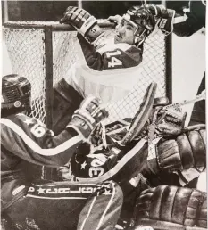  ??  ?? Dean Braham and the Terry Simpson-led Prince Albert Raiders scrapped their way to a Memorial Cup title during the 1984-85 season.