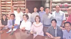  ??  ?? Awang Husaini (seated, second left) with Christina (seated, third left) and the other division chiefs at the emergency press conference yesterday.