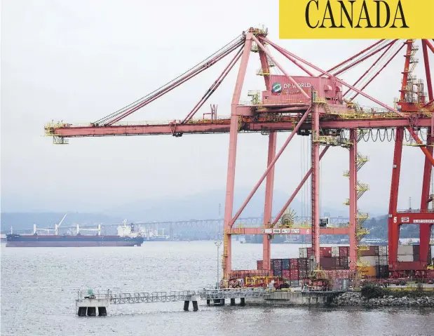  ?? BEN NELMS FOR NATIONAL POST FILES ?? Canadian ports, including Vancouver’s container port shown here, handled almost $90 billion of Canada’s exports to world markets last year.
