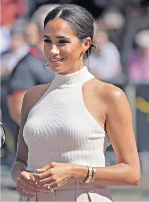 ?? ?? The Duchess of Sussex arrives at City Hall in Düsseldorf for the Invictus Games 2023 One Year to Go event