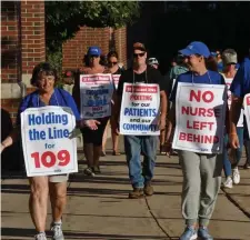  ?? CHRiS CHRiSto / HeRald Staff ?? NOT BACKING DOWN: Nurses who have been striking for six months at St. Vincent Hospital in Worcester are seeing an end to their unemployme­nt benefits as they continue fighting for a deal with Tenet Healthcare.