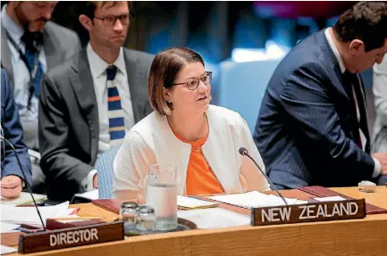  ??  ?? Carolyn Schwalger, our deputy permanent representa­tive to the United Nations, addressed the UN Security Council on Syria last week.