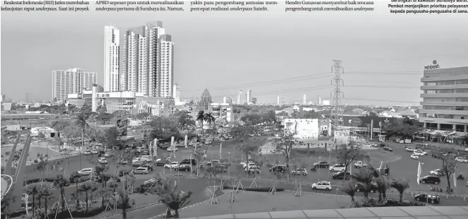  ?? DOK JAWA POS ?? PENCAKAR LANGIT: Gedung-gedung bertingkat di kawasan Surabaya Barat. Pemkot menjanjika­n prioritas pelayanan kepada pengusaha-pengusaha di sana.