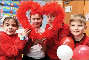  ??  ?? Mary Anna O’Neill, Ava Brosnan, Gearoid Sheehan and Ríain Brosnan at the ‘Opening Our Hearts for Crumlin Children’s Hospital‘ event at Loughquitt­ane National School on Friday.
