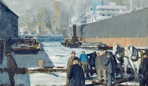  ??  ?? George Bellows (Columbus, Usa, 19 agosto 1882 – New York, 8 gennaio 1925) , Men of the Docks (1912, olio su tela, National Gallery of Art, Londra)