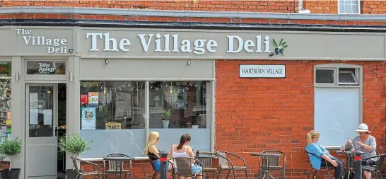  ??  ?? Divide: A Stockton shop, left, and a smart deli in Hartburn. Below left, town centre local, grandmothe­r Carol Instone