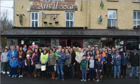  ?? All photos by Fergus Dennehy. ?? Drivers, supporters and organisers of the James Ashe Memorial Vintage Tractor Run pictured outside The Anvil Bar in Boolteens, Castmaine ahead of the start of the run, early on Sunday morning.