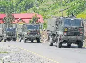  ?? WASEEM ANDRABI/HT PHOTO ?? An army convoy in Ganderbal on June 22.