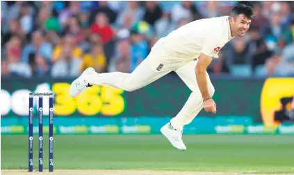  ?? Picture: Getty Images ?? LIVING IN HOPE. Batsman Cameron Bancroft is praying England bowler James Anderson (above) gets less swing than he did with the pink ball in Adelaide during the third Ashes Test in Perth.