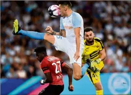  ?? (Photo AFP) ?? Ocampos, avec un but et un centre décisif, a permis à Marseille d’accrocher le nul après une première période ratée.