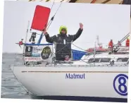  ??  ?? Jean-Luc Van Den Heede, first across the line in the 2018 Golden Globe race