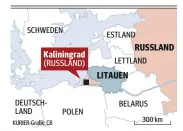  ?? ?? Russland versorgt Kaliningra­d zwar auch über die Ostsee, vor allem aber an Land über Belarus und Litauen – bis Samstag