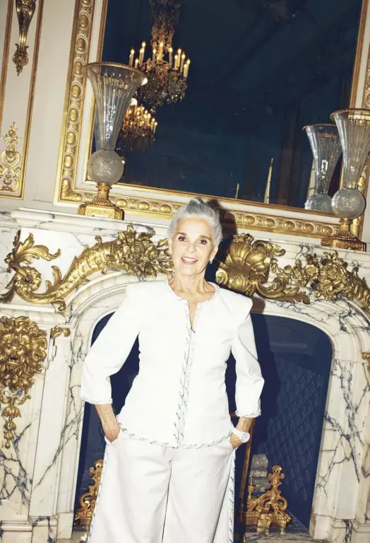  ??  ?? This and previous page Ali Macgraw, photograph­ed in the Bonaparte suite of the Shangri-la Hotel in Paris, May 2019. Macgraw wears clothes, from a selection, Chanel, and J12 watch in ceramic and steel, £4,675, Chanel Watches (chanel.com)