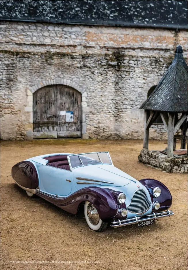  ??  ?? 1948 Talbot-Lago T26 Record Sport Cabriolet Décapotabl­e auctioned by Bonhams